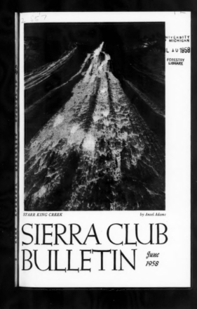 Sierra Club Bulletin 1958 Vol 43 No 6 June cover